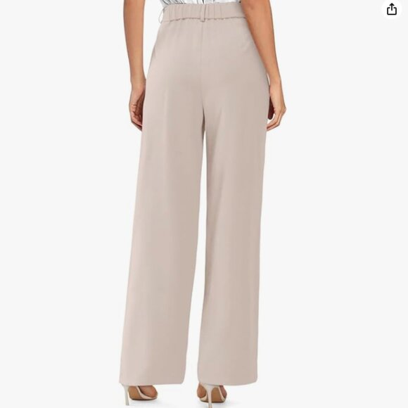 Onlypuff High Waisted Wide Leg Long Petite Trousers Pants with Pockets: Size L - Picture 3 of 5